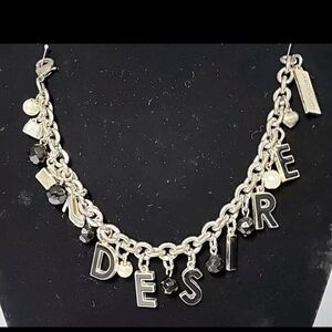 Dolce & Gabbana The One DESIRE Black Enamel Charm Bracelet Gold Tone 7.5"